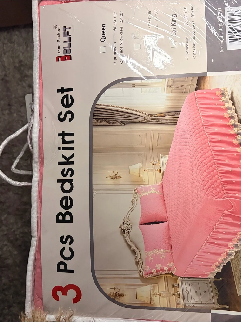 Classic Pink Quilted Bedspread Set with Lace Trim